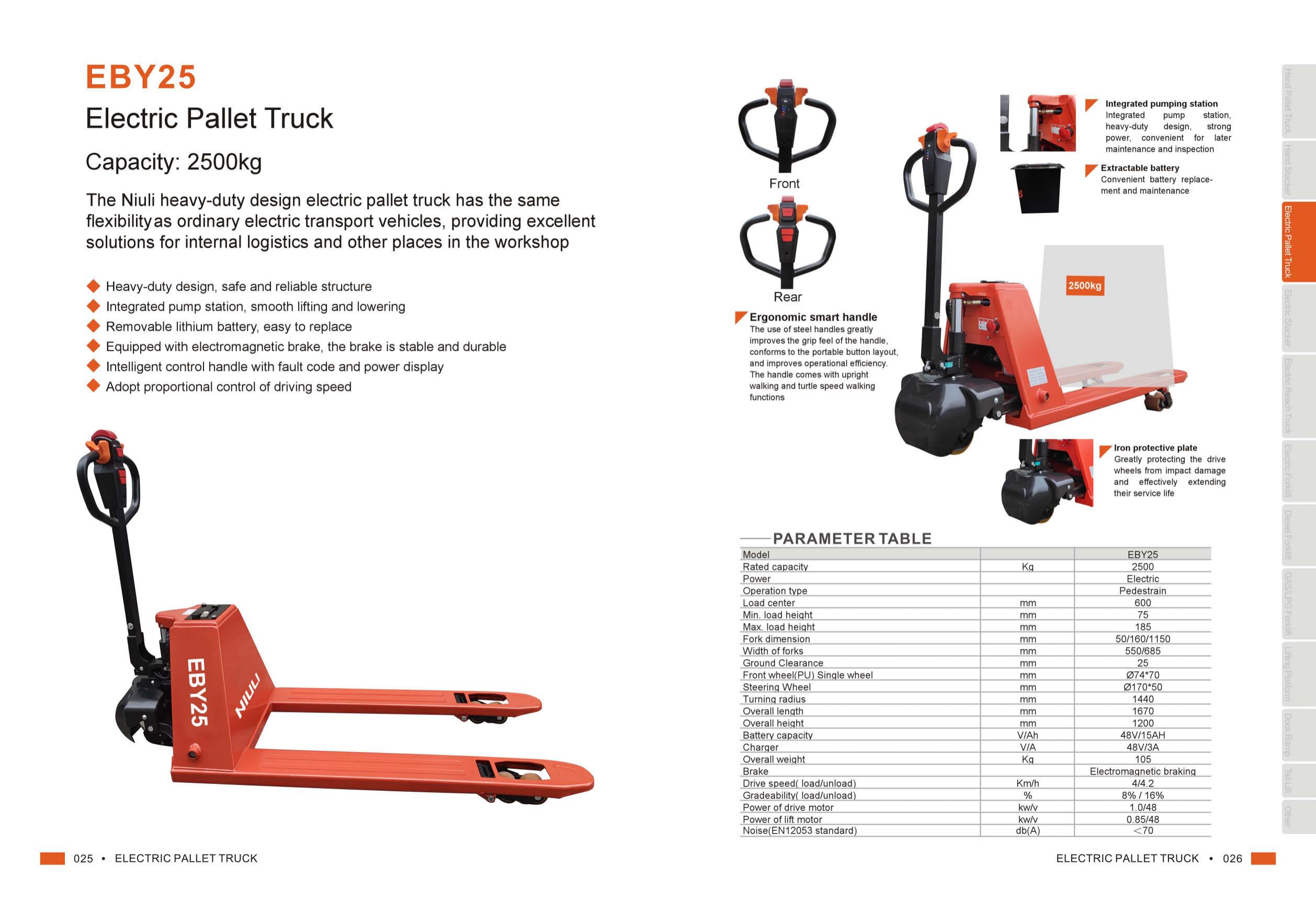 EBY25 Electric Pallet Truck — Heavy Duty Lithium